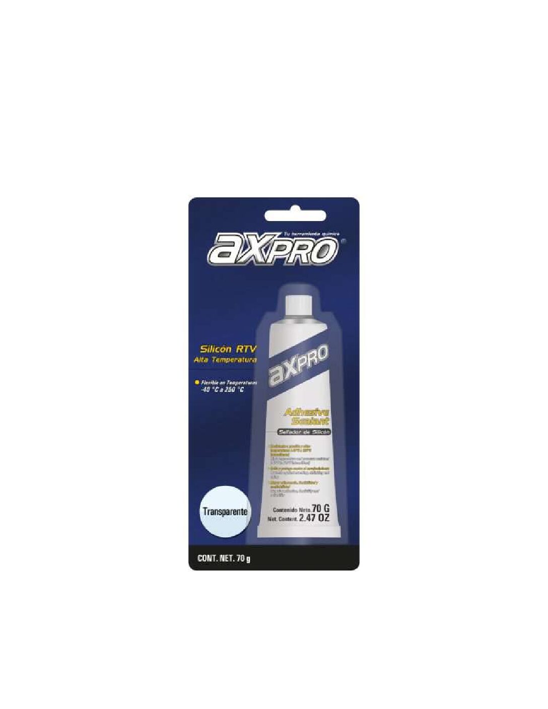 Sellador de silicón TRANSPARENTE .70 GRS BLISTER